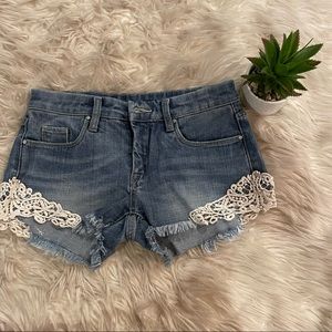Gray Saks Fifth Avenue jean shorts
